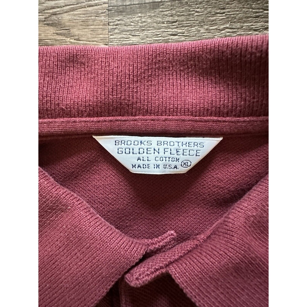 Brooks Brothers Vtg Polo Shirt Mens XL Burgundy Short Sleeve Golden Fleece Shirt - Picture 3 of 5